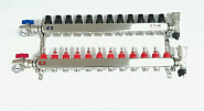 Коллектор. блок из нерж. стали с расходомерами 1", 12 x 3/4", евроконус TIM (KAS5012)